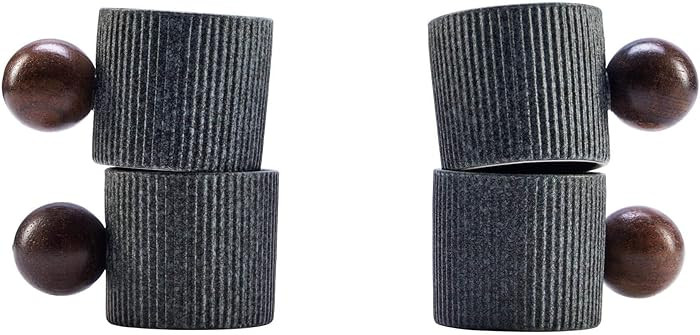 Ceramic Mini Espresso Cups Demitasse Cups with Round Wooden Handle Vertical Stripes Tea Cups (gra... | Amazon (US)
