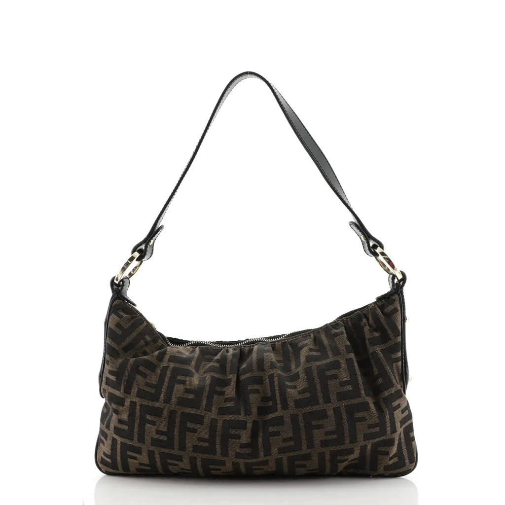 Fendi Vintage Ring Charm Shoulder Bag Zucca Canvas Brown 10135785 | Rebag