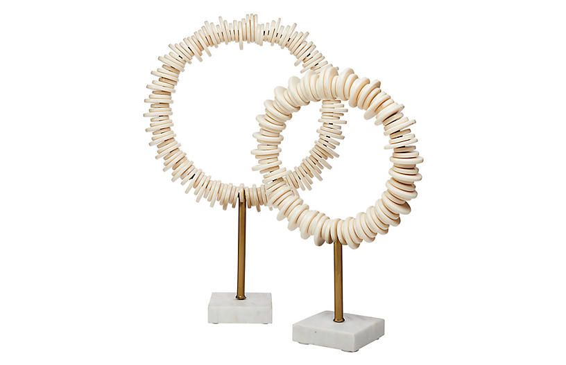 S/2 Arena Sculpture, Cream/Brass/White | One Kings Lane