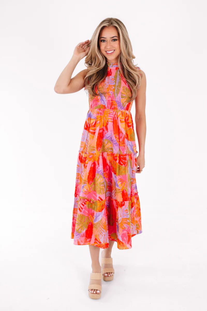 The Eden Ruched Midi Dress - Multi | The Impeccable Pig