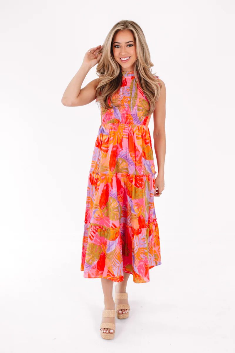 The Eden Ruched Midi Dress - Multi | The Impeccable Pig