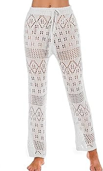 AGUTIUN Women's Hollow Out Cover Up Crochet Pants Beach Bikini Bottom Swimsuit Cover Up Pants for... | Amazon (US)