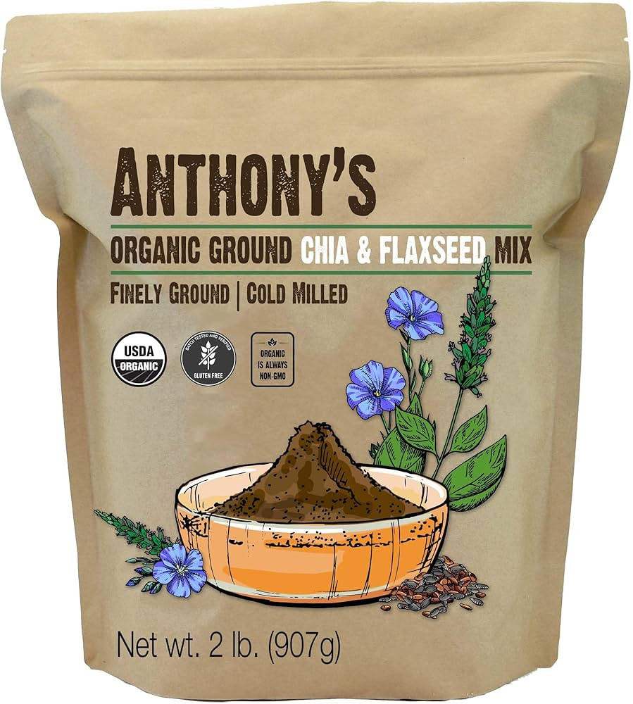 Anthony's Organic Ground Chia and Flaxseed Mix, 2 lb, Gluten Free, Finely Ground, Cold Milled, No... | Amazon (US)