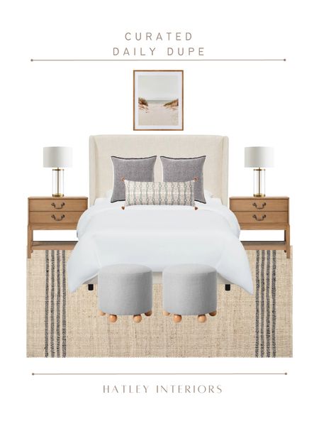 how i’d style today’s dupe! 

daily dupe, wood nightstand, mcgee & co dupe, designer for less, bedroom decor, bedroom design, bedroom inspo, bedroom refresh, neutral rug, wood 2 drawer nightstand with shelf, bedside lamp, artwork, wall decor, ottoman, end of the bed ottoman, white bed, decorative pillows, pillow combo 

#LTKhome #LTKsalealert #LTKunder50