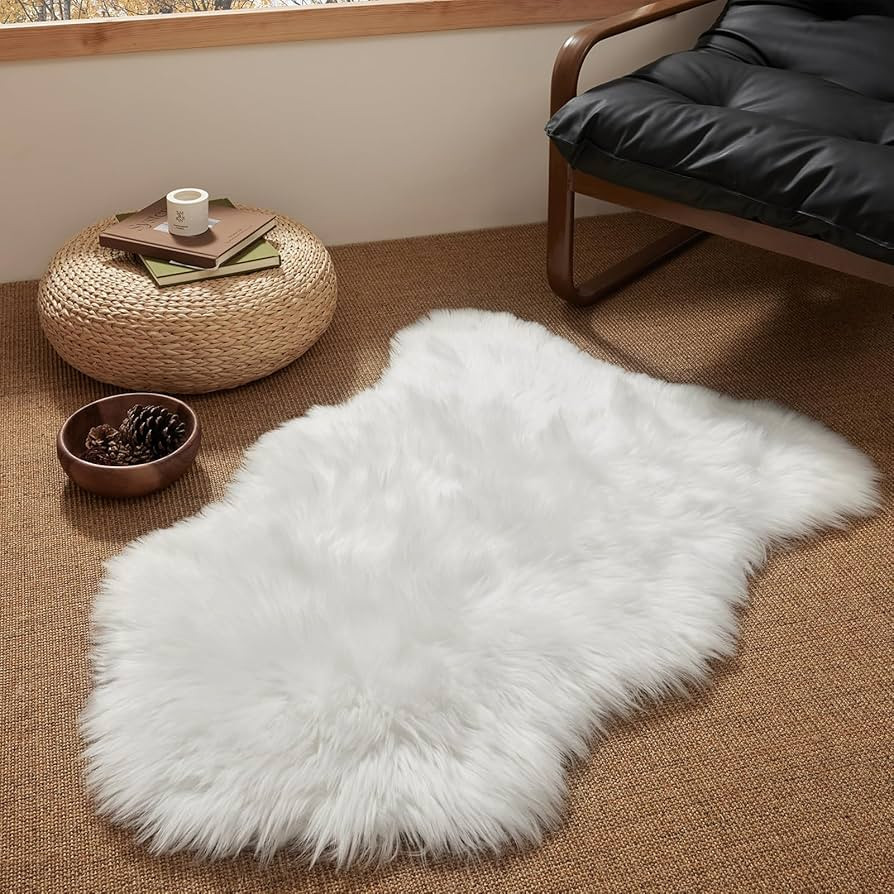 Ashler Faux Fur Rug, White Small Area Rugs, Fluffy Sheepskin Fur Rug, Ultra Soft 2x3 Ft Rugs, Mac... | Amazon (US)