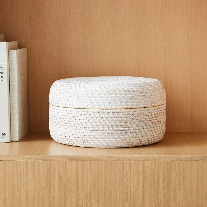 Modern Weave Rattan Round Lidded Baskets | West Elm (US)