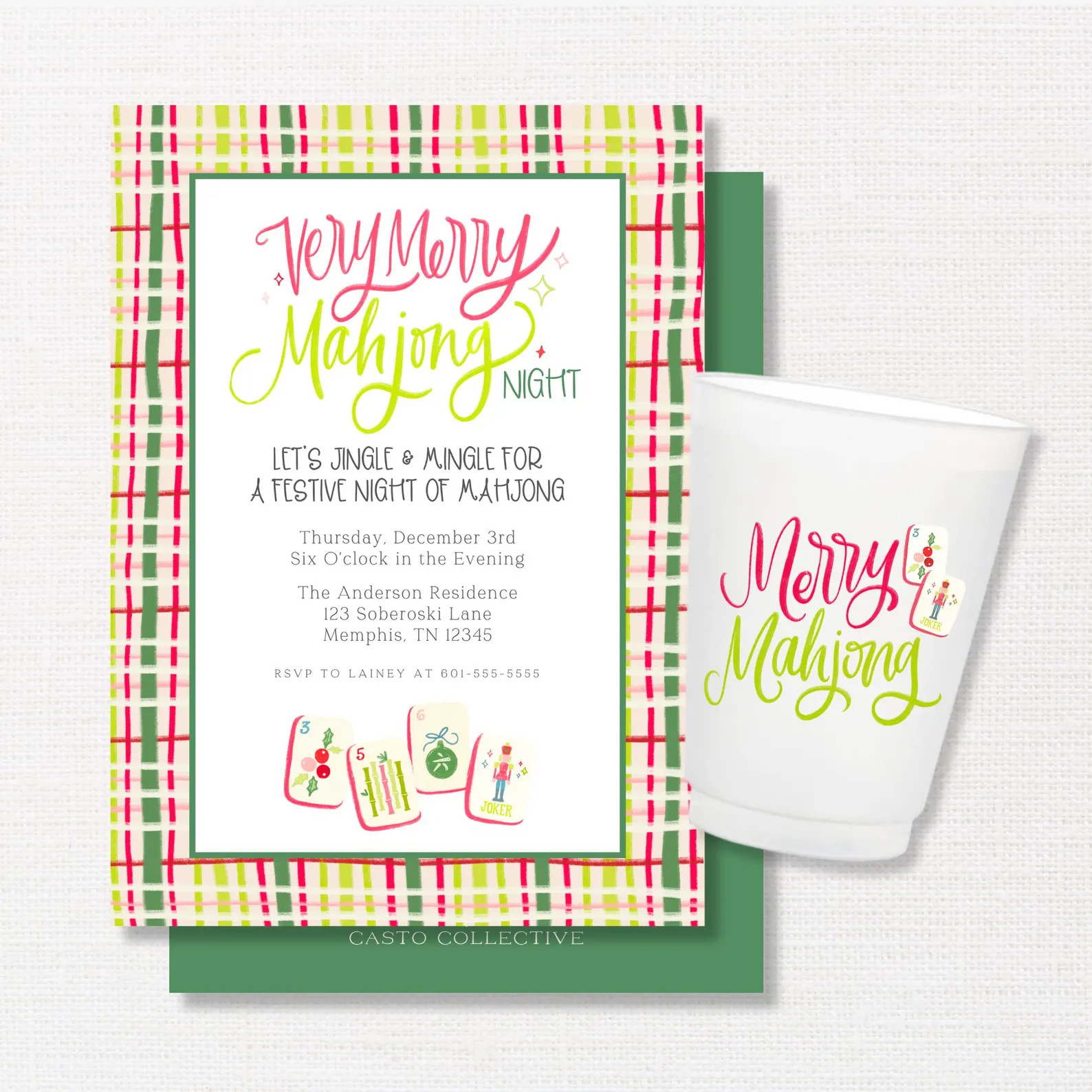 Merry Mahjong Christmas Invitation - Etsy | Etsy (US)