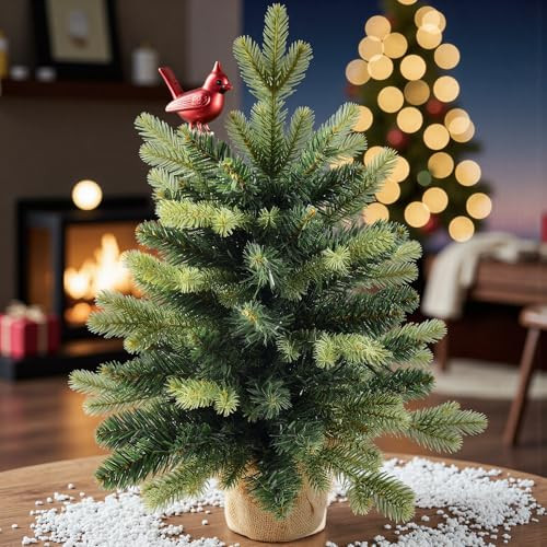 1.45FT Unlit Artificial Holiday Christmas Tree No Lights, Hinged Spruce Branch Tips for Home, Office, Party Decoration No Prelit Foldable Base | Amazon (US)