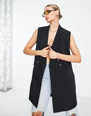 Noisy May longline sleeveless blazer in black | ASOS (Global)