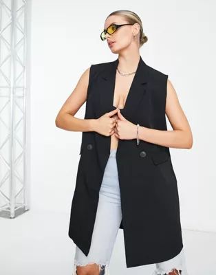 Noisy May longline sleeveless blazer in black | ASOS | ASOS (Global)