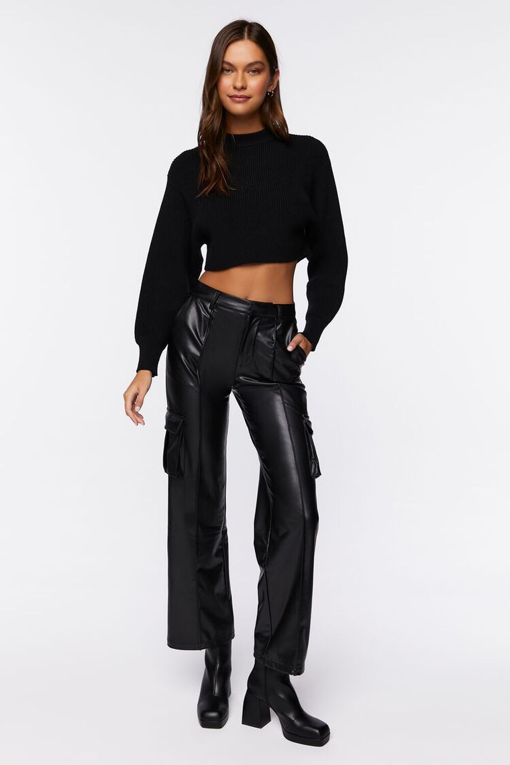 Faux Leather High-Rise Cargo Pants | Forever 21 (US)