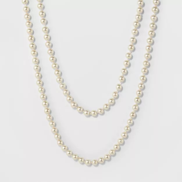 Long Faux Pearl Necklace - A New Day™ Silver/White | Target