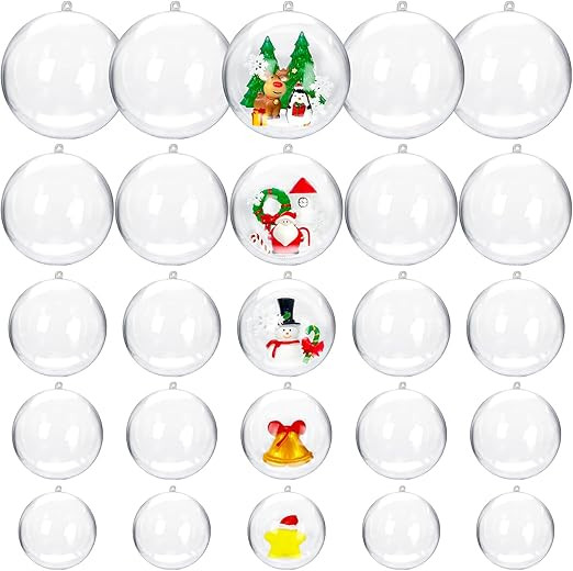 25 Set 50PCS Clear Plastic Fillable Ornaments,Transparent DIY Craft Ball,Clear DIY Christmas Orna... | Amazon (US)