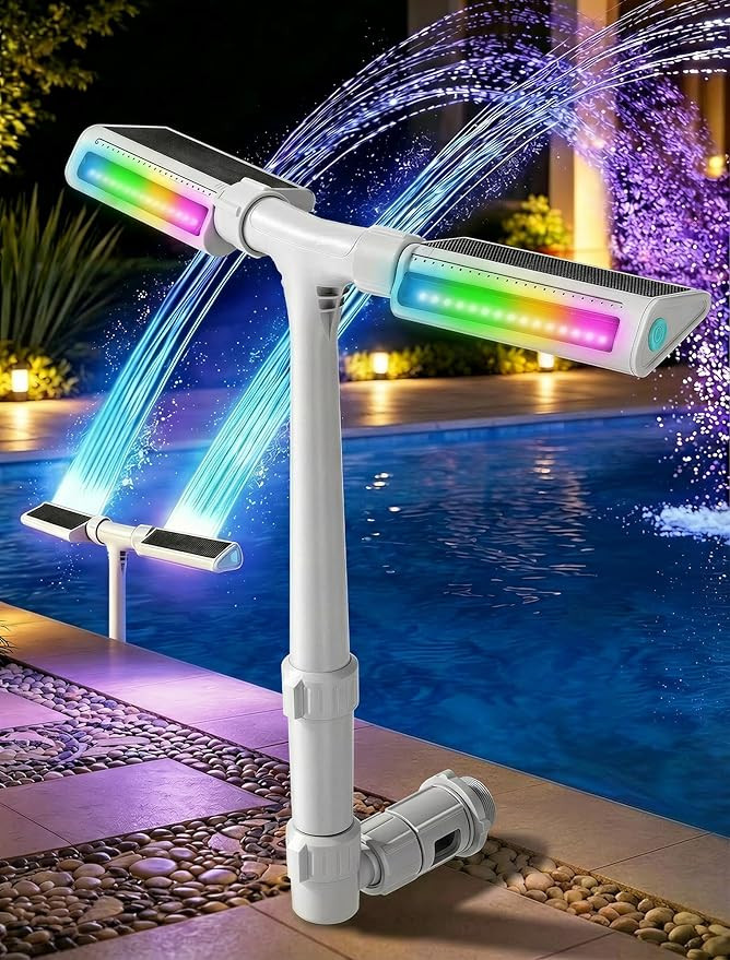 POOLHOUR 2026 Upgrade Height Solar Pool Fountain with 10-Color 4-Mode LED Lights, Auto Light-Sens... | Amazon (US)