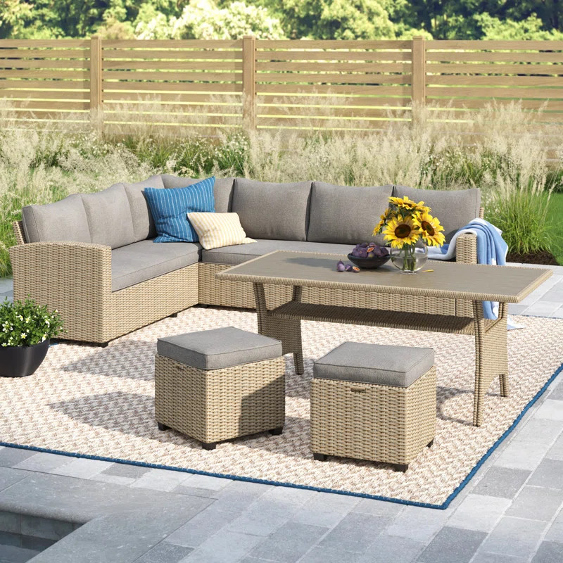 Jett 6 - Person  Wicker / Rattan Outdoor Sofa Seating Group with Cushions | Wayfair North America