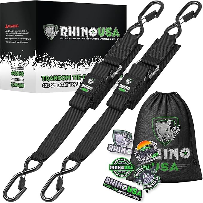 Rhino USA Boat Trailer Straps (2-Pack) - Heavy Duty 2 Inch x 48 Inch Boat Tie Down Straps to Trai... | Amazon (US)