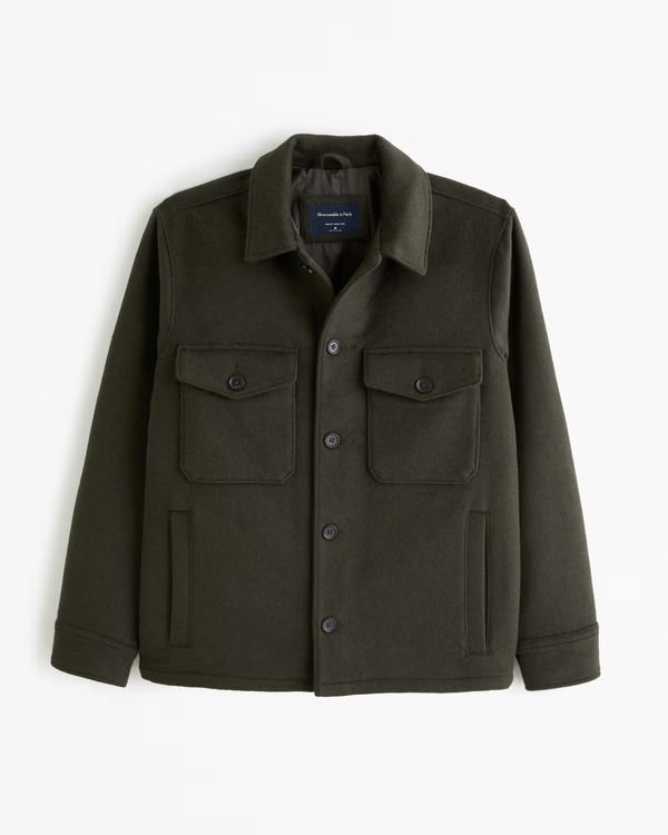 Elevated Wool-Blend Shirt Jacket | Abercrombie & Fitch (US)