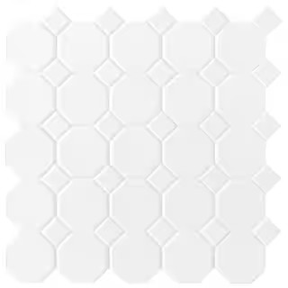 Restore Octagon and Dot Matte White with White Dot 12 in. x 12 in. Glazed Ceramic Mosaic Tile (10... | The Home Depot