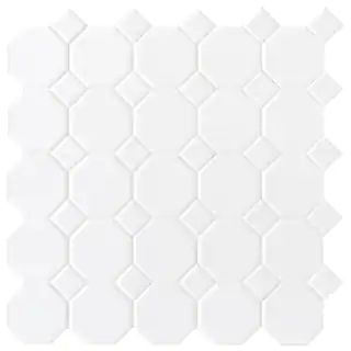 Daltile Matte White Octagon Dot 12 in. x 12 in. x 6 mm Ceramic Mosaic Floor and Wall Tile (1 sq. ... | The Home Depot