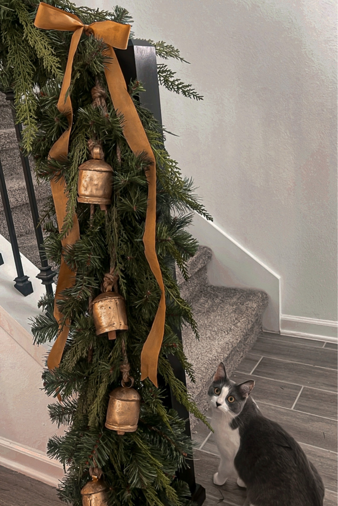 Layered Christmas garland , gold Christmas, Christmas bells, ribbon 

#LTKhome #LTKSeasonal #LTKHoliday