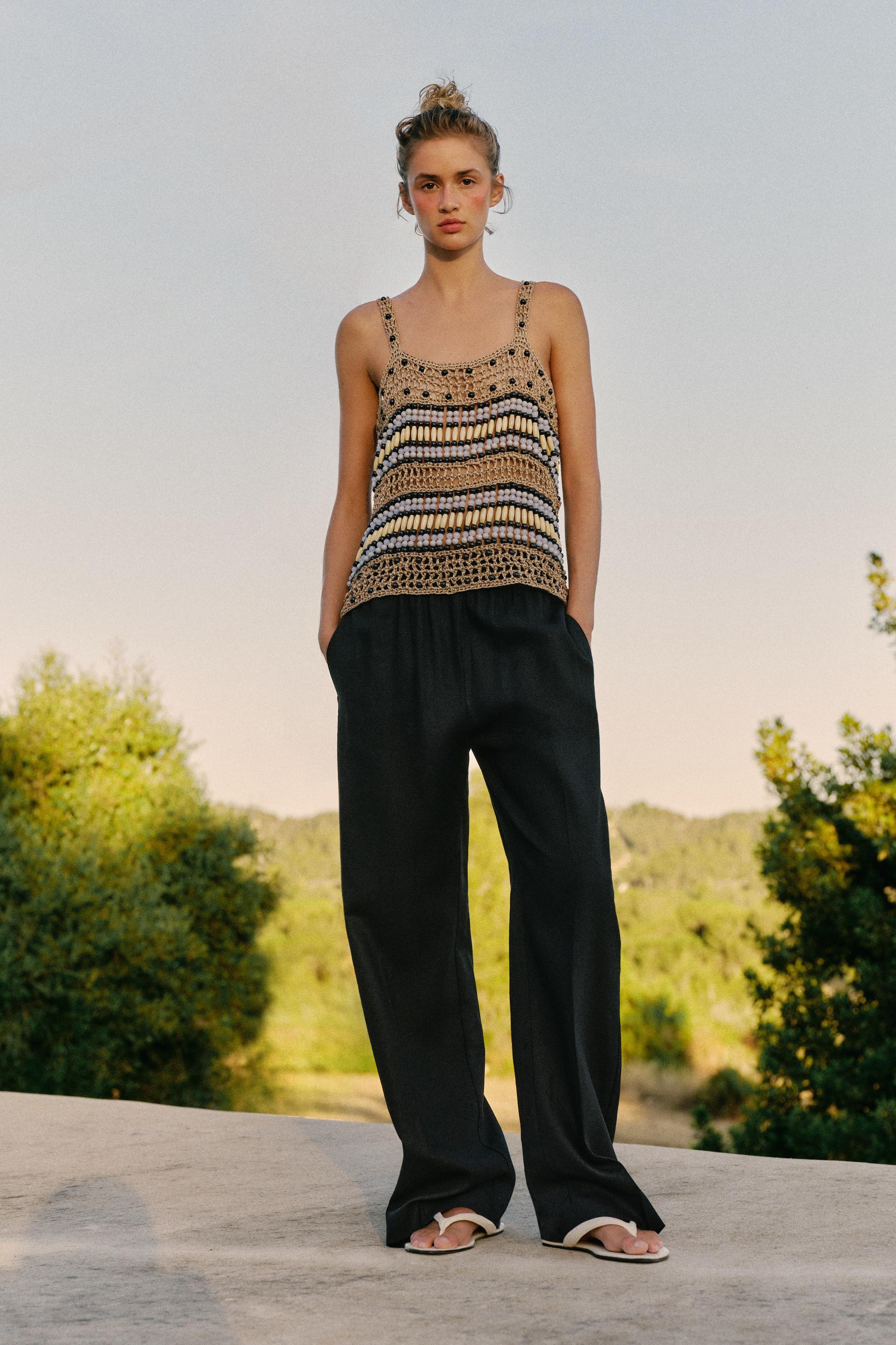 LINEN BLEND STRAIGHT LEG PANTS | Zara US