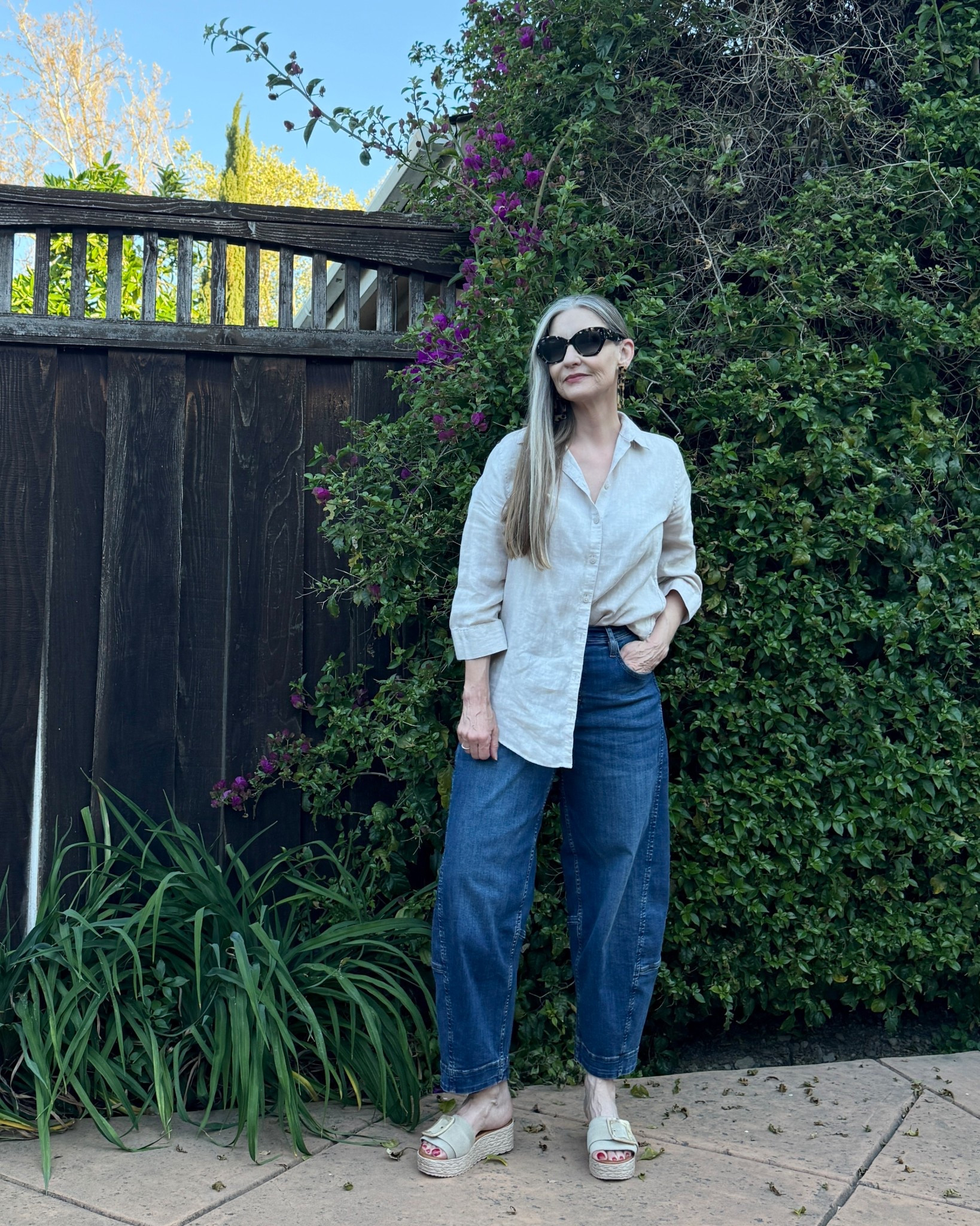 Simple neutrals for spring. #effortless #linenshirt #barreljeans #styleover50 #casualootd 

#LTKMidsize #LTKOver40 #LTKootd