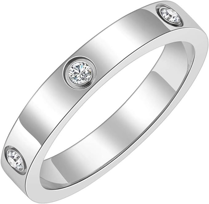 Chrishine Life Love Friendship Ring 18K Gold Plated Silver with Cubic Zirconia Stones Stainless S... | Amazon (US)