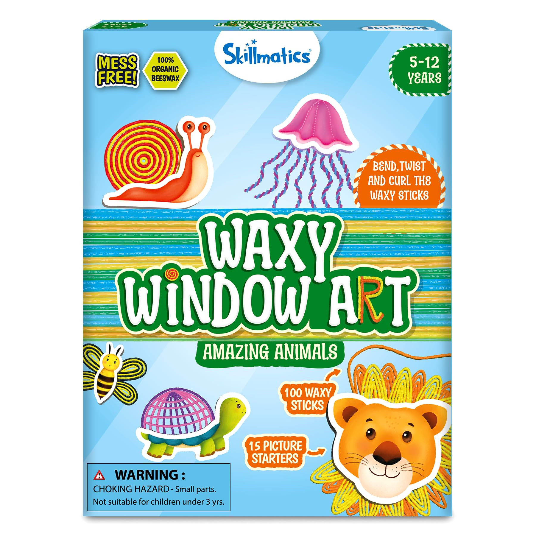 Skillmatics Waxy Window Art - 100 Bendable Waxy Sticks for Mess-Free DIY Fun, Reusable 100% Organic Beeswax Craft Kit, Travel Friendly, Creative Gifts for Girls & Boys Ages 5, 6, 7, 8, 9, 10, 11, 12 | Amazon (US)