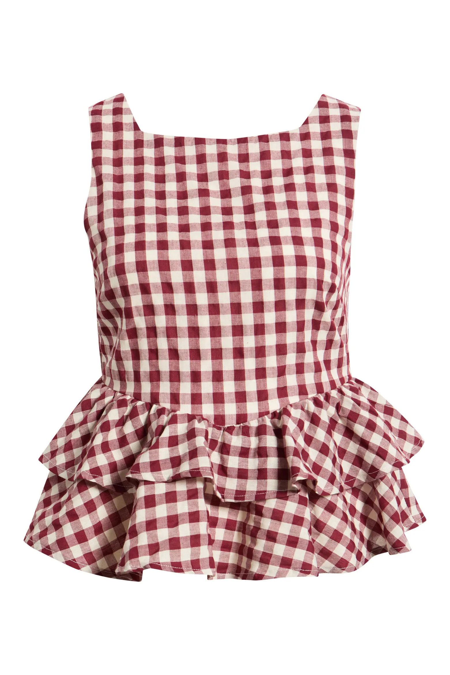 Petal & Pup Landon Gingham Tiered Peplum Top (Women) | Nordstrom | Nordstrom