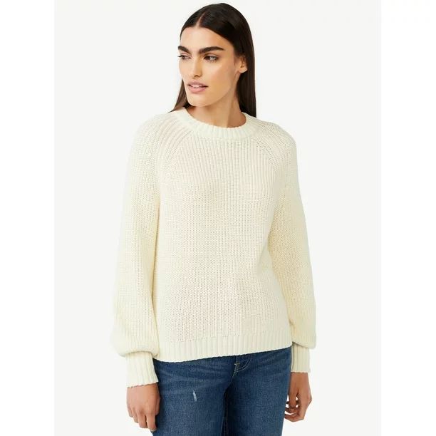 Free Assembly Women’s Shrunken Raglan Sweater with Long Sleeves | Walmart (US)