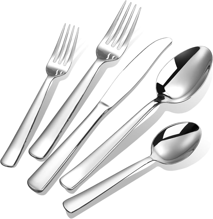 Silverware Set for 8, Prendcyx 40-Piece Heavy Duty Flatware Cutlery Set, 18/0 Food-Grade Stainles... | Amazon (US)