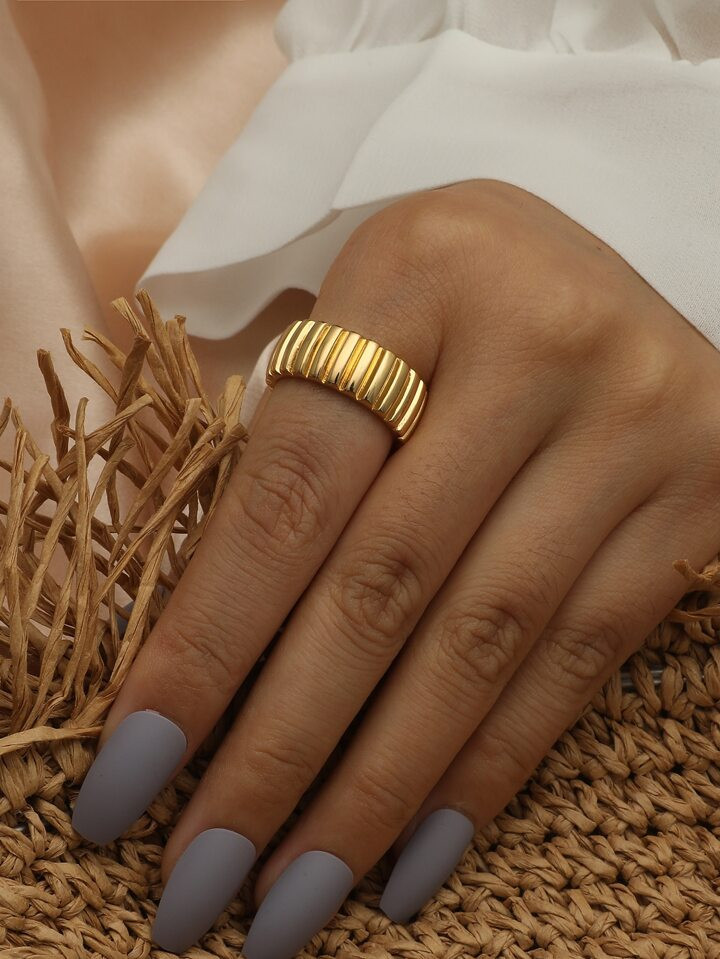 18KGP French Retro Ring For Women 1piece Dia1.7-1.8cm Adjustable | SHEIN