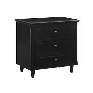 Polibi Modern Black 3-Drawer Exquisite Solid Wood Cabinet Nightstand(28.1 in. H x 27.9 in. W x 16... | The Home Depot