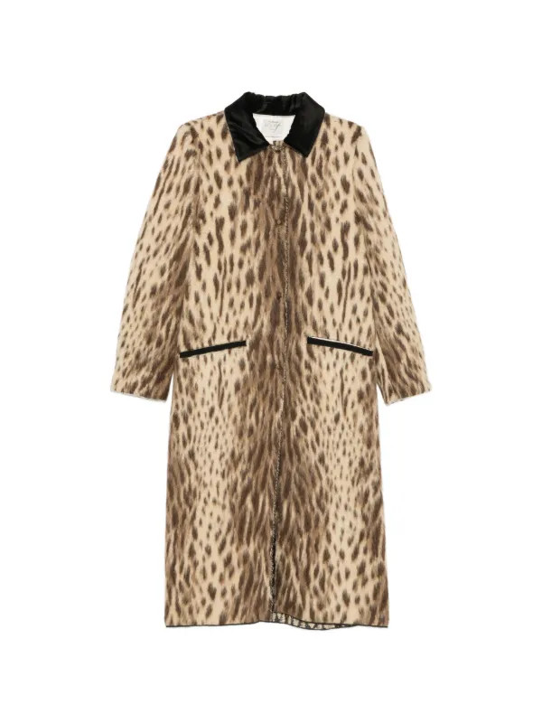 animal-print contrast-collar coat | Farfetch Global
