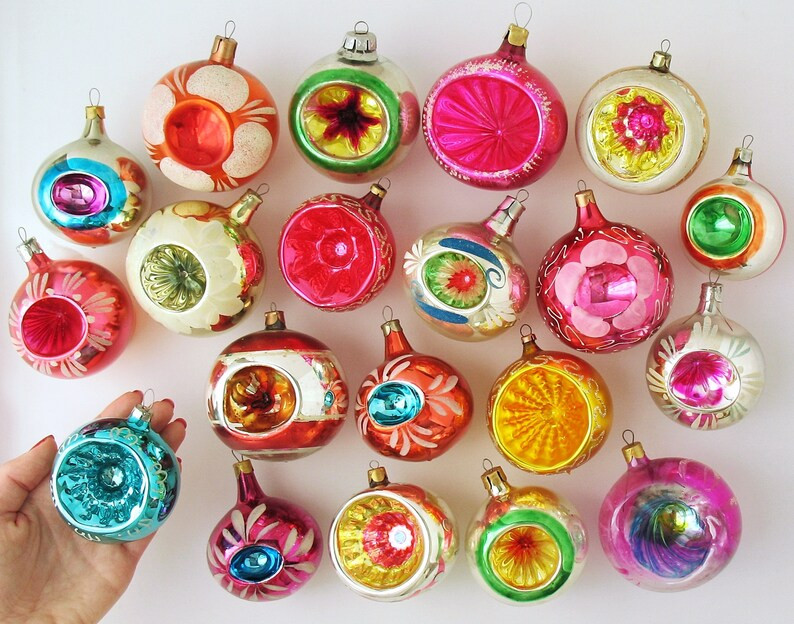 BALL Vintage Christmas Ornaments RETRO Glass Home Decor - Etsy | Etsy (US)