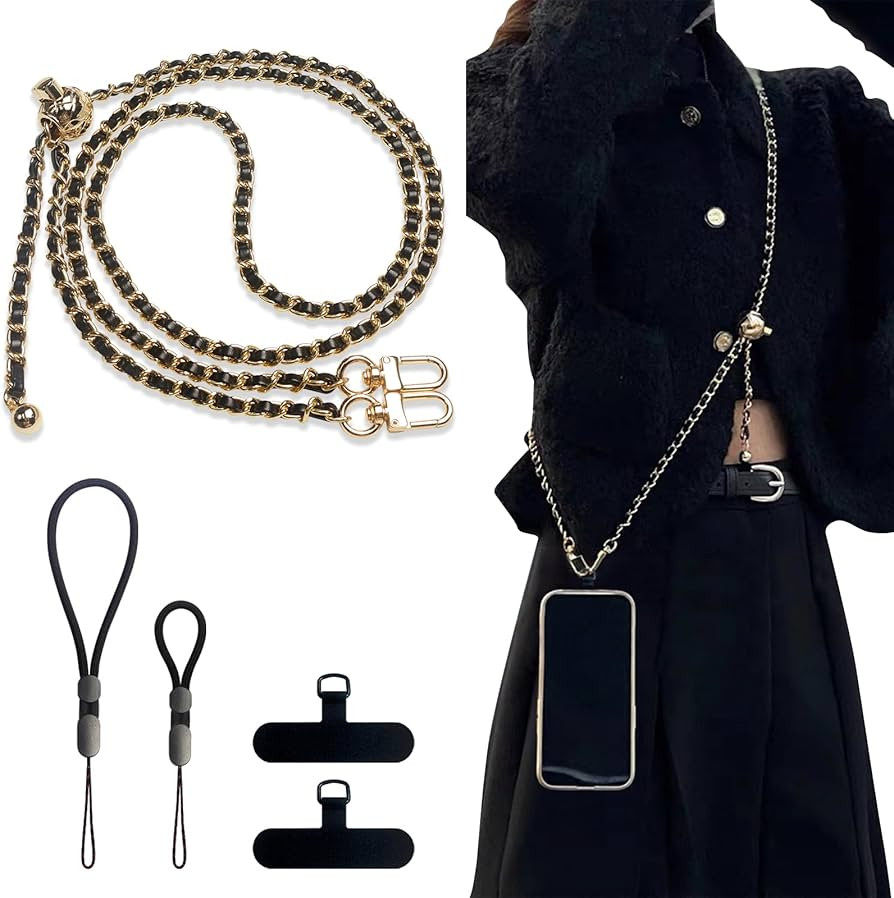 BFSDDM Crossbody Phone Strap - 2 Pads, Leather & Wrist Strap, Adjustable Finger Strap, Universal ... | Amazon (US)