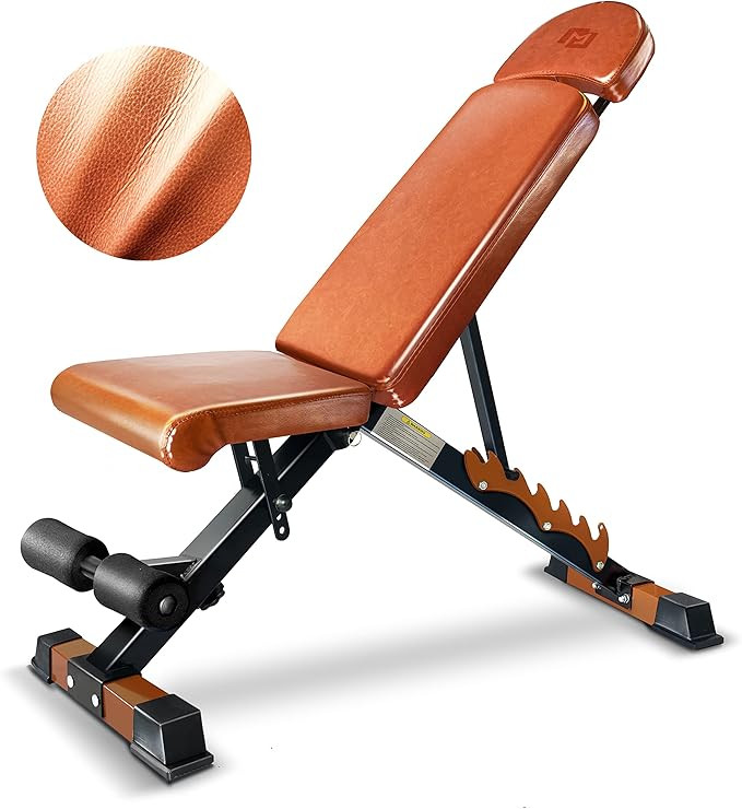 Adjustable Weight Bench Leather Cushion with Liftable Head Support for Strength Training, Full Bo... | Amazon (US)