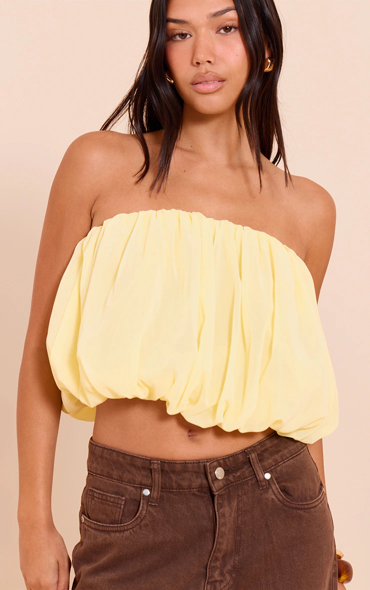 Lemon Chiffon Puff Ball Bandeau | PrettyLittleThing US