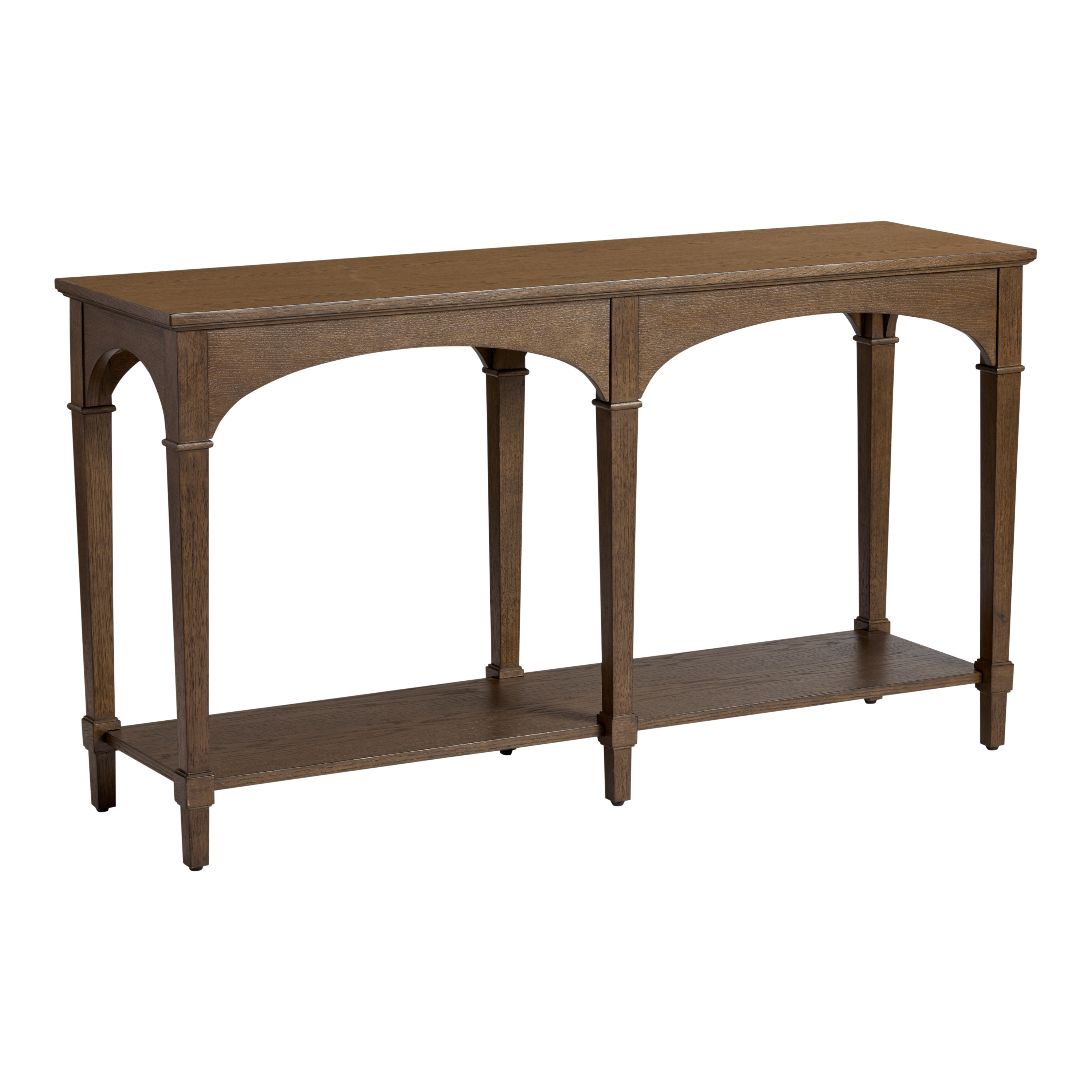 Butler Burnt Cocoa Wood Arch Console Table with Shelf | World Market
