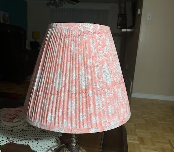 Pleated Lampshade-pink Peach Lamp Shade-floral Pleated Sconce - Etsy | Etsy (US)