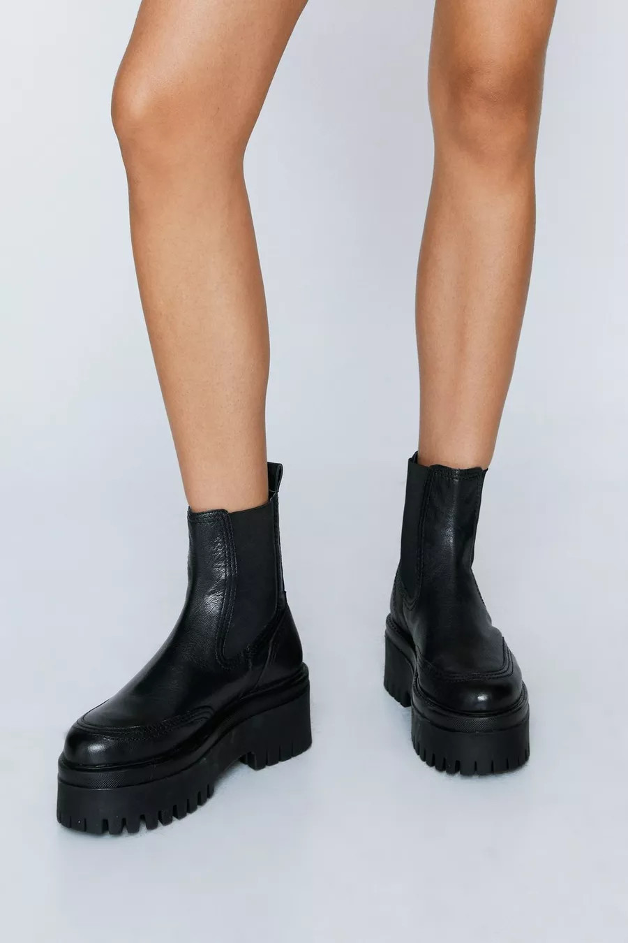 Real Leather Chunky Chlesea Boots | Nasty Gal (US)