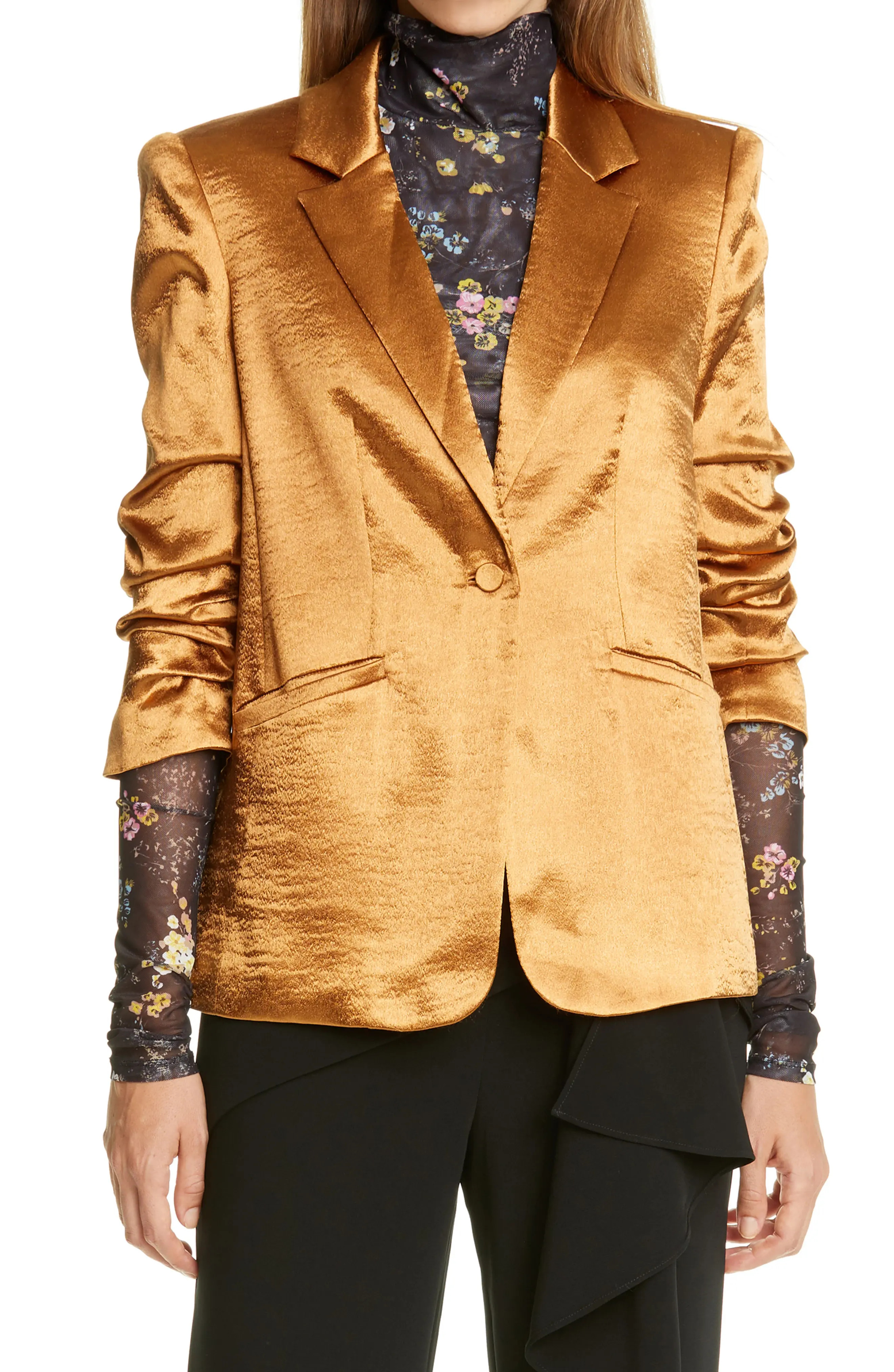 Women's Cinq A Sept Kylie Hammered Satin Jacket, Size 6 - Orange | Nordstrom