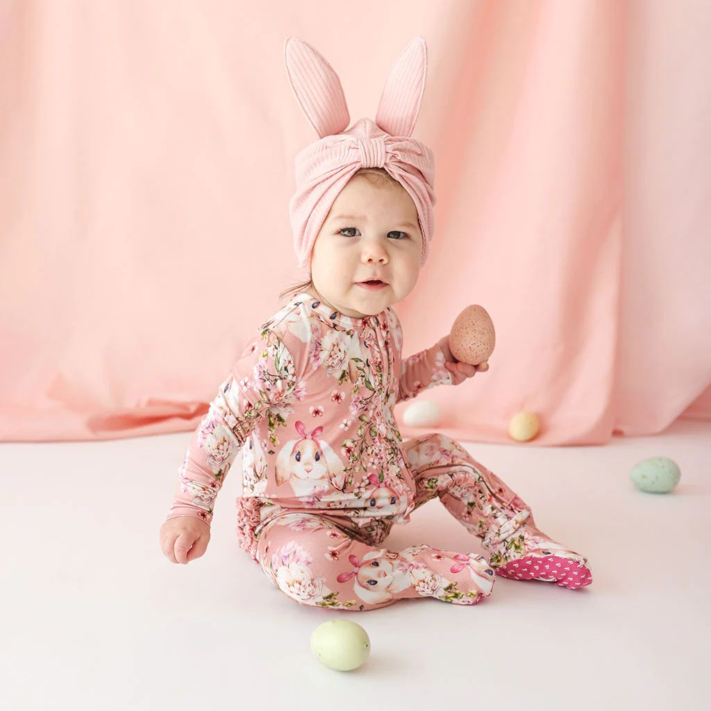 Bunny Pink Baby Girl Sleeper | Babsy | Posh Peanut