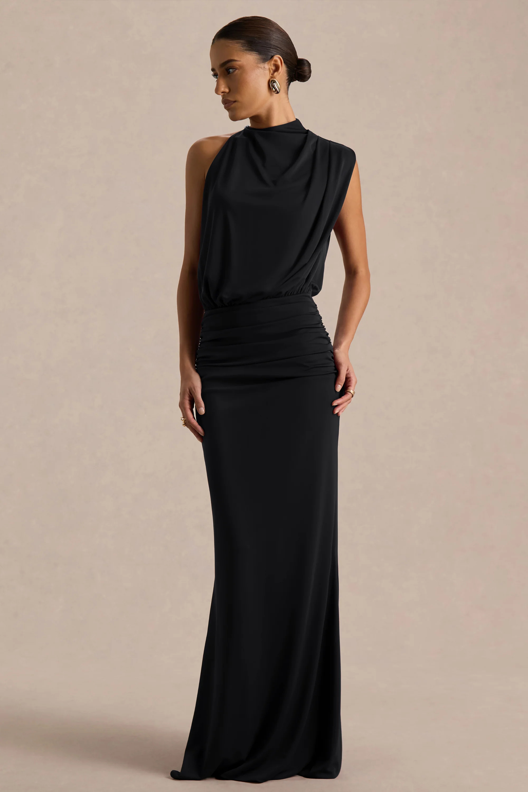 Umaira | Black High-Neck Maxi Dress | Club L London