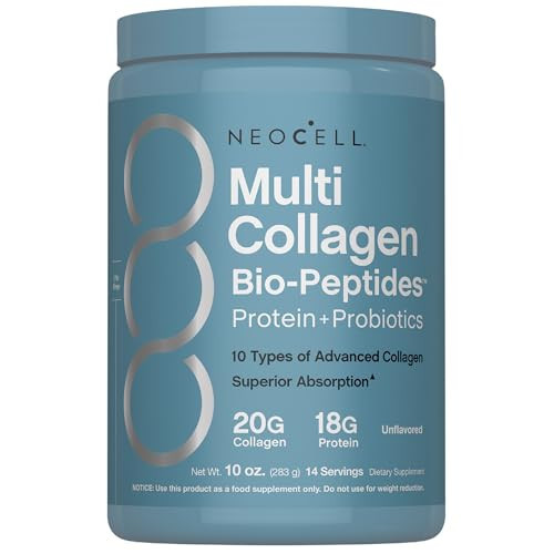 NeoCell Multi Collagen Bio-Peptides Powder | 10oz | Advanced with Hyaluronic Acid and Vitamin C | 10 Super Types of Collagen | Superior Absorption | Grassfed Protein Supplement | Amazon (US)