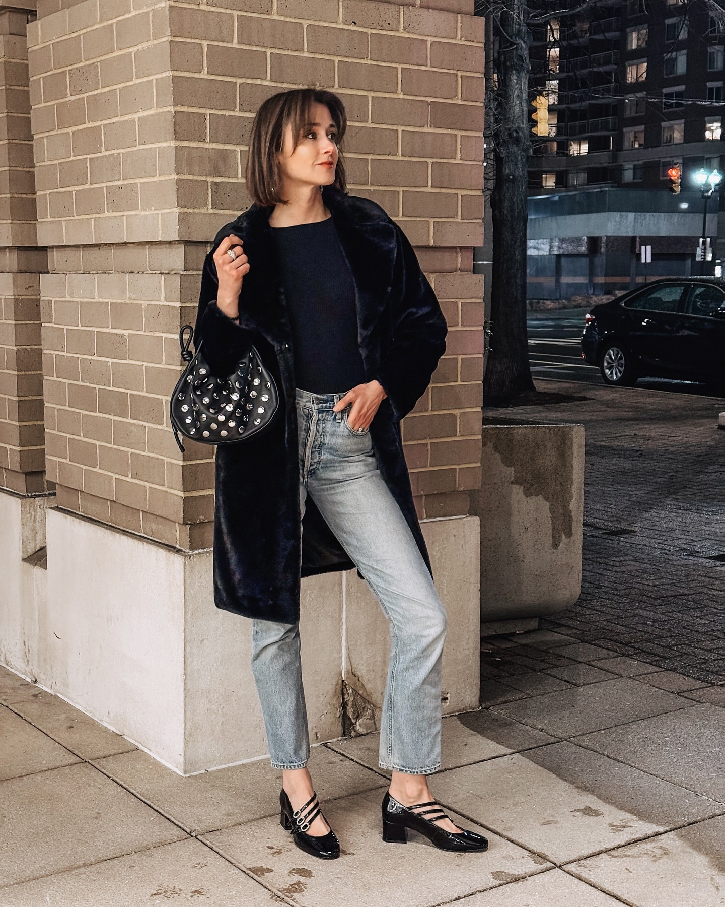 With V-Day right around the corner, here’s an easy little date night look that doesn’t look like you tried too hard — just jeans, a top that shows a little skin, sparkly heels, and big fuzzy coat to top it off. The kind of look that says, “I’m down for anything” (even if you plan to be in bed by 9 😉).

#LTKOver40 #LTKSeasonal #LTKItBag