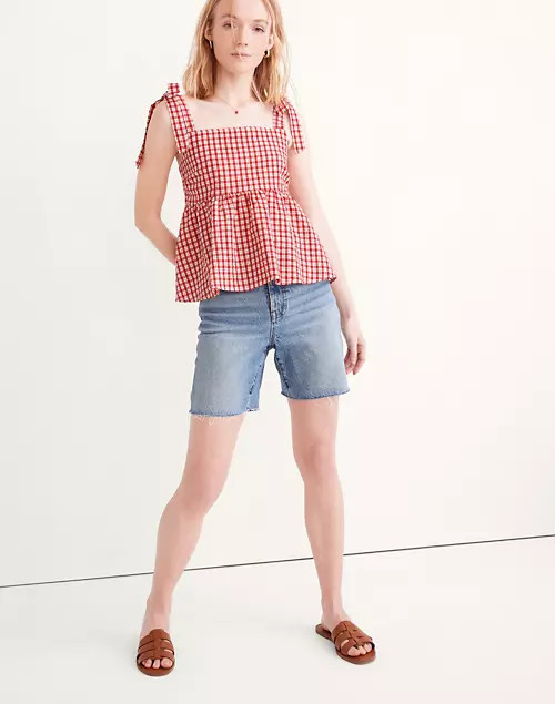 Rosalie Tie-Strap Top in Seersucker Check | Madewell