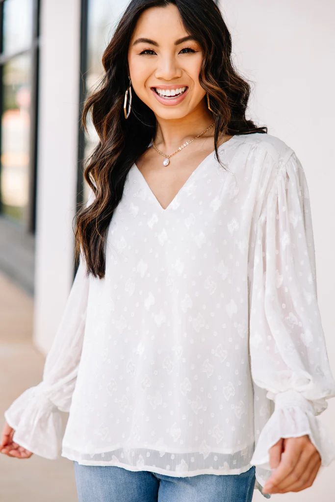 On The Way Off White Textured Blouse | The Mint Julep Boutique