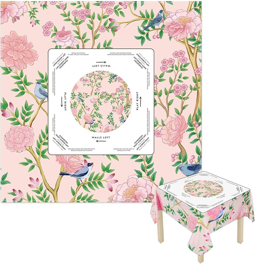 Mahjong Tablecloth 55" x 55" Polyester Square Instructional Design with Rules for Family Game Nig... | Amazon (US)