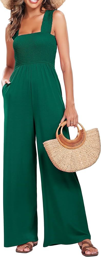 LYHNMW Jumpsuits for Women Summer Jumpsuit Casual Loose Sleeveless Wide Leg One Piece Jumpsuits w... | Amazon (US)